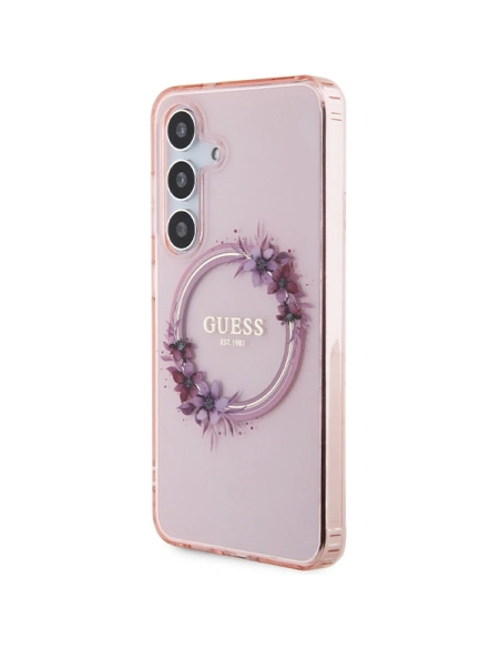 Guess GUHMS24SHFWFCP Samsung Galaxy S24 Hardcase IML Flowers Wreath