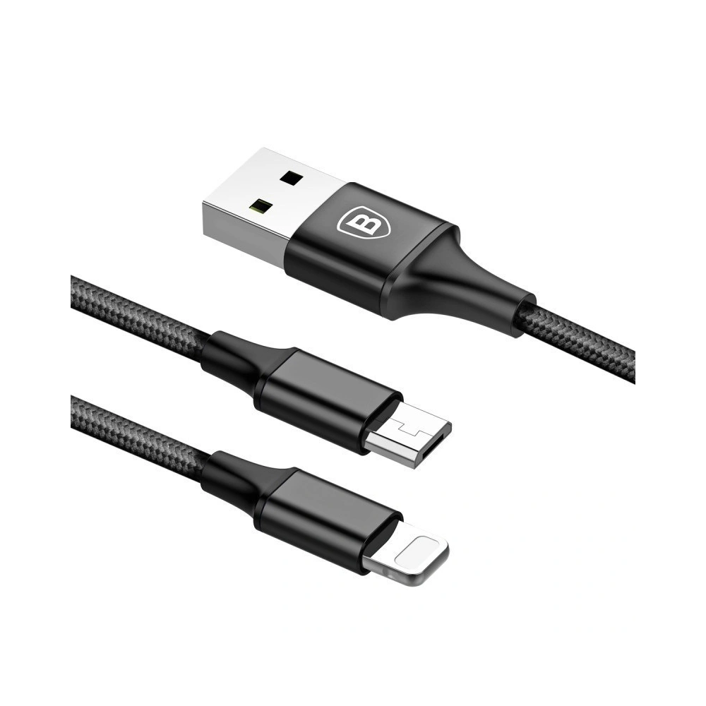 Hurtownia GSM - Kabel Baseus Rapid 3w1 microUSB, 2xLightning 1,2m Černý - BSU017BLK - {ean13} - Hurt