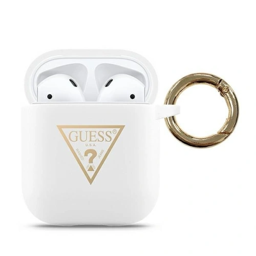 Etui Guess GUACA2LSTLWH Apple AirPods cover biały/white Silicone Triangle Logo
