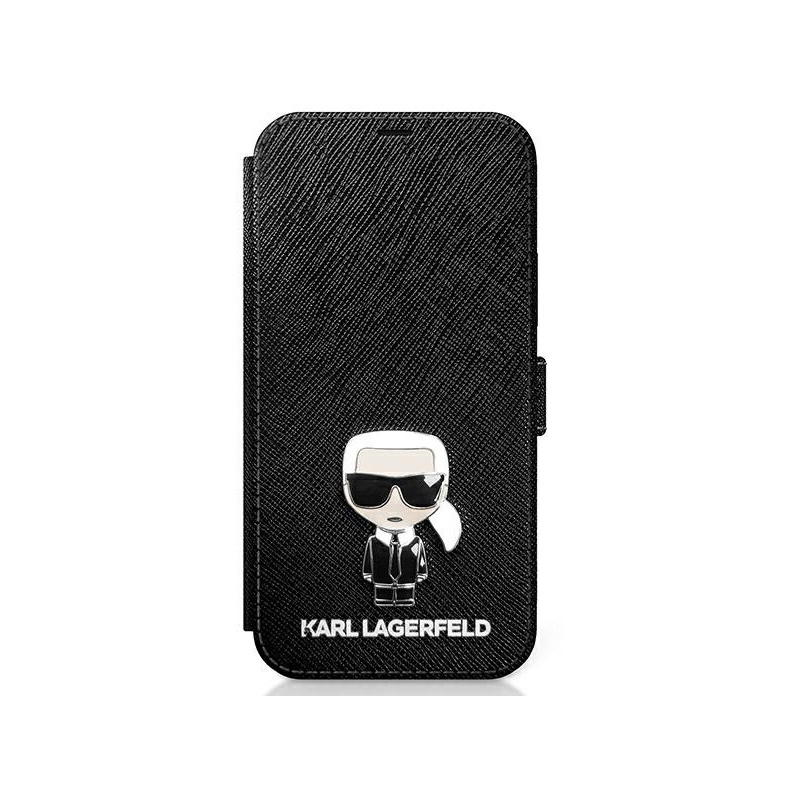 Karl Lagerfeld Distributor - 3700740492178 - KLD408BLK - Karl Lagerfeld KLFLBKP12LIKMSBK Apple iPhone 12 Pro Max black book Saffiano Ikonik Metal - B2B homescreen