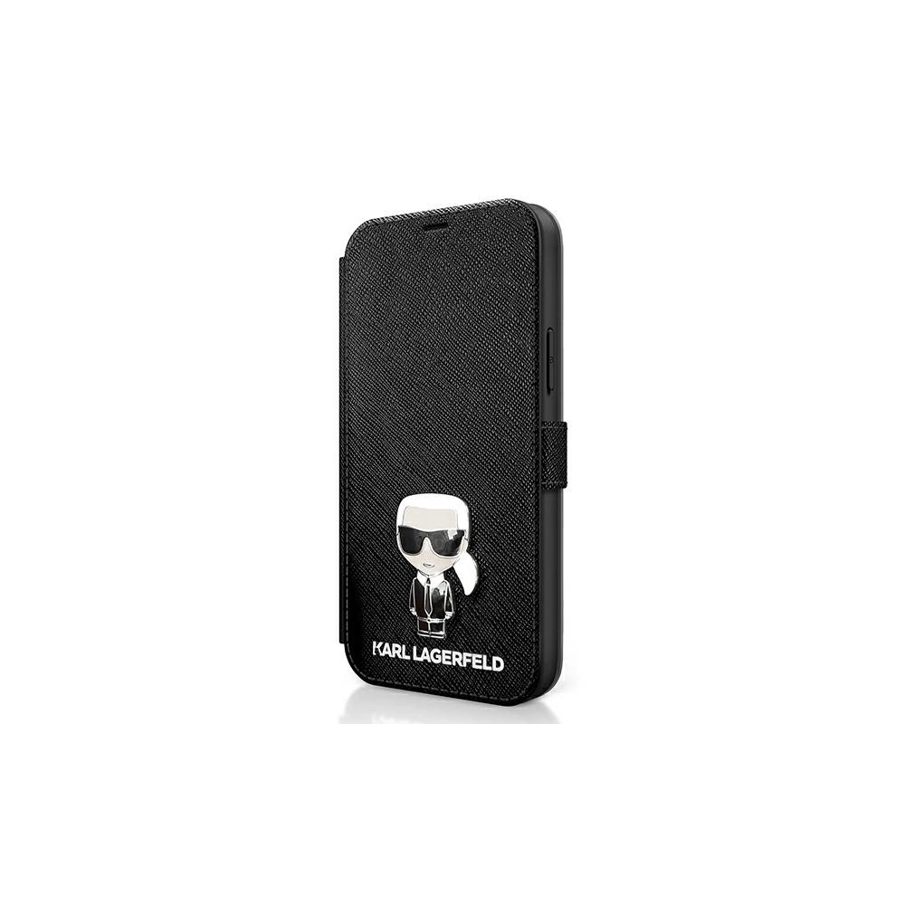Hurtownia GSM - Etui Karl Lagerfeld KLFLBKP12LIKMSBK Apple iPhone 12 Pro Max czarny/black book Saffiano Ikonik Metal - KLD408BLK - {ean13} - Hurt