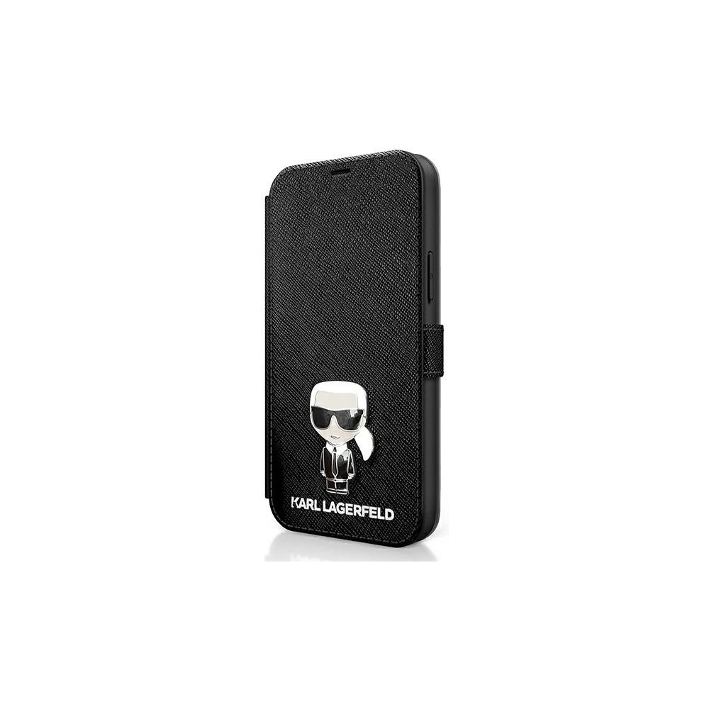 Wholesale Karl Lagerfeld KLFLBKP12MIKMSBK Apple iPhone 12/12 Pro black book Saffiano Ikonik Metal - KLD410BLK - {ean13} - Hurt