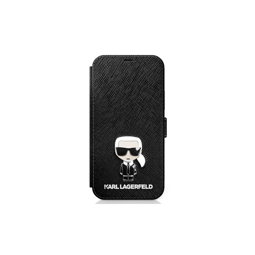 Hurtownia GSM - Etui Karl Lagerfeld KLFLBKP12SIKMSBK Apple iPhone 12 mini czarny/black book Saffiano Ikonik Metal - KLD412BLK - {ean13} - Hurt