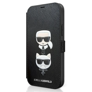 Hurtownia GSM - Etui Karl Lagerfeld KLFLBKP12SSAKICKCBK Apple iPhone 12 mini schwarz/black Buch Saffiano Karl & Choupette - KLD413BLK - {ean13} - Hurt