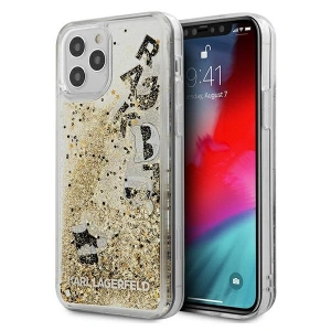 Karl Lagerfeld KLHCP12LROGO Apple iPhone 12 Pro Max gold hardcase Glitter Charms