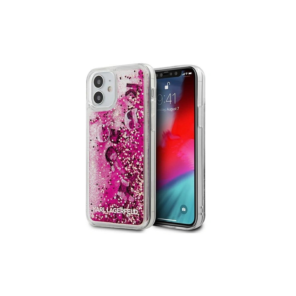 Wholesale Karl Lagerfeld KLHCP12SROPI Apple iPhone 12 mini pink hardcase Glitter Charms - KLD416PNK - {ean13} - Hurt