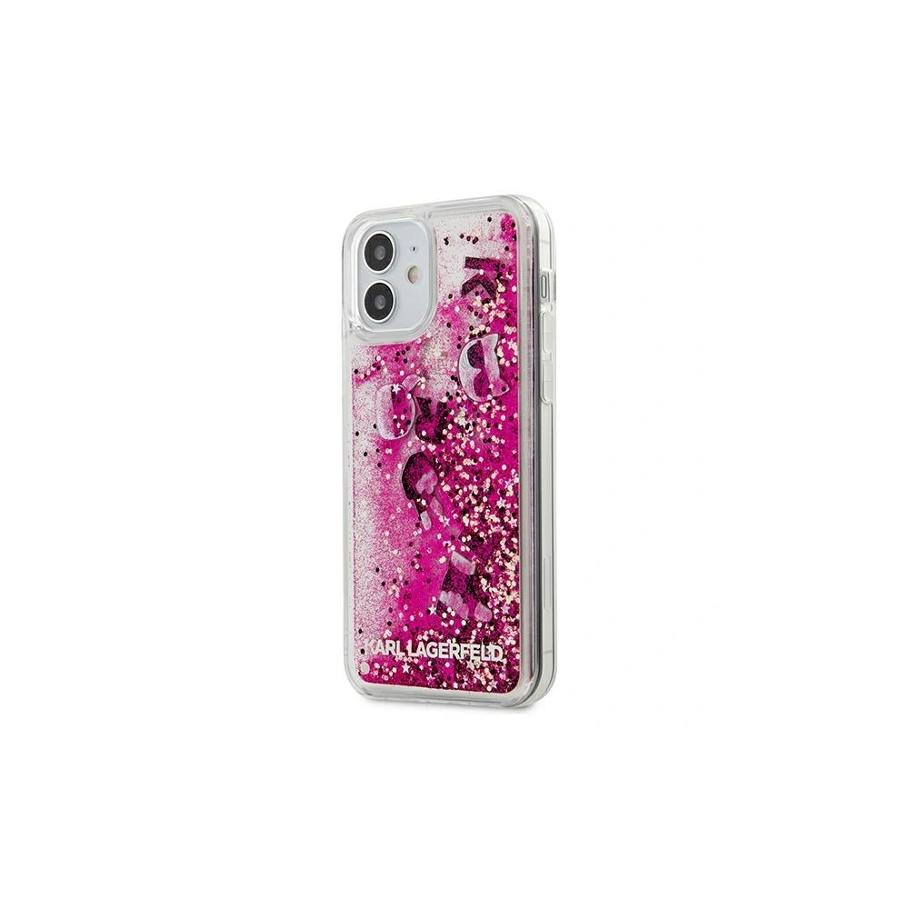 Wholesale Karl Lagerfeld KLHCP12SROPI Apple iPhone 12 mini pink hardcase Glitter Charms - KLD416PNK - {ean13} - Hurt