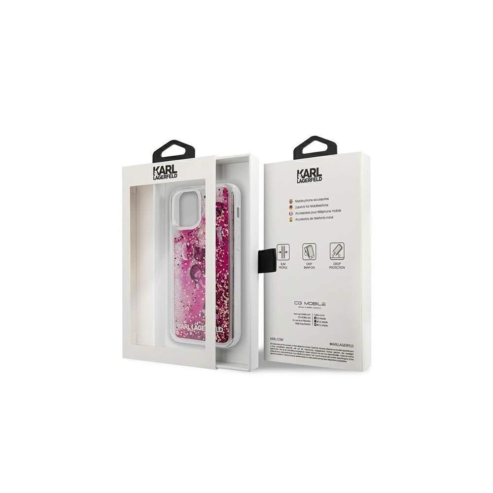 Wholesale Karl Lagerfeld KLHCP12SROPI Apple iPhone 12 mini pink hardcase Glitter Charms - KLD416PNK - {ean13} - Hurt