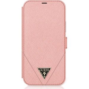 Etui Guess GUFLBKP12SVSATMLPI Apple iPhone 12 mini różowy/pink book Saffiano