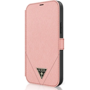 Etui Guess GUFLBKP12SVSATMLPI Apple iPhone 12 mini różowy/pink book Saffiano