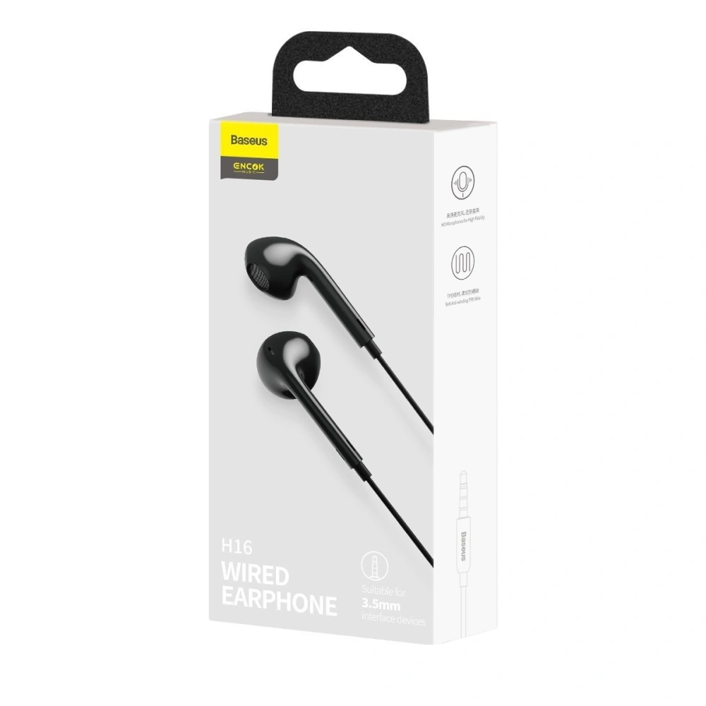 Wholesale Baseus Encok Earphone H16 Black - BSU1941BLK - {ean13} - Hurt