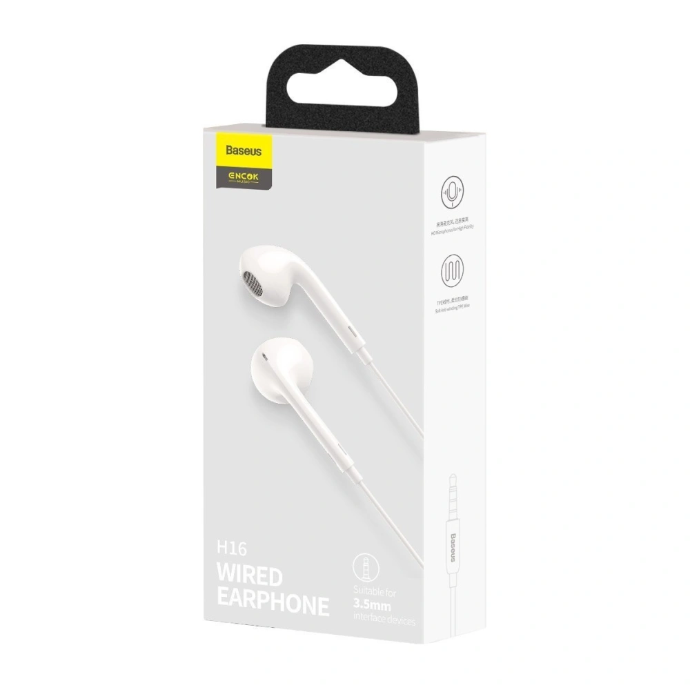 Wholesale Baseus Encok Earphone H16 White - BSU1942WHT - {ean13} - Hurt