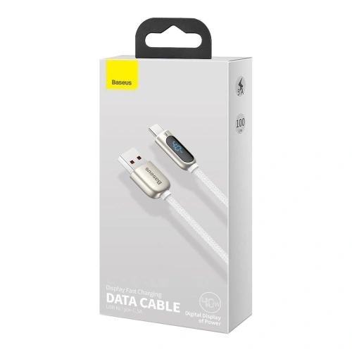 Kabel USB do USB-C Baseus Display, 5A, 1m (biały)