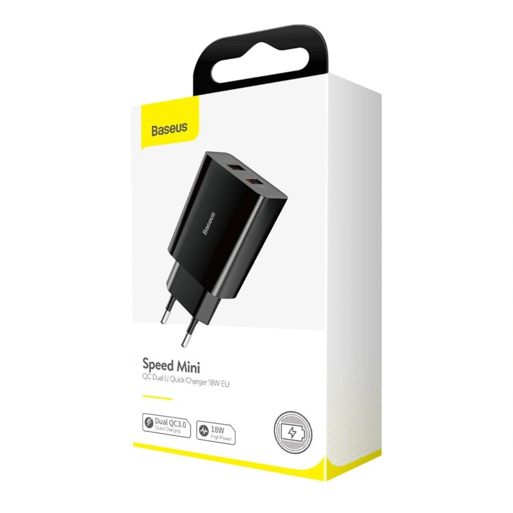 Wholesale Baseus Quick Charger PD + QC 3.0 18W (black) - BSU1962BLK - {ean13} - Hurt