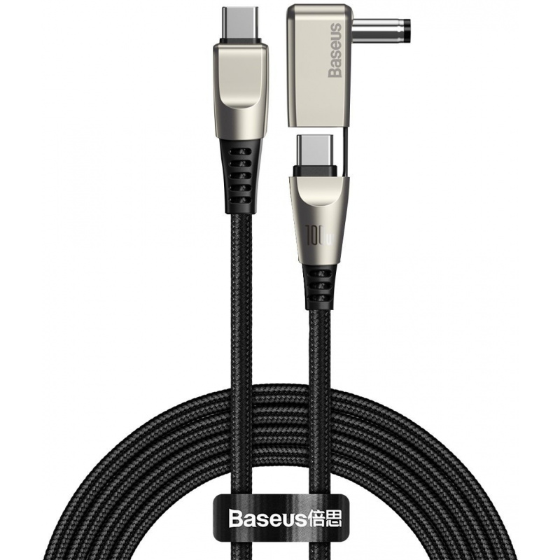 Baseus Distributor - 6953156229259 - BSU1964BLK - Baseus Flash Series Fast Charging Data Cable with round type Head Type-C to C+DC 100W 2m (black) - B2B homescreen