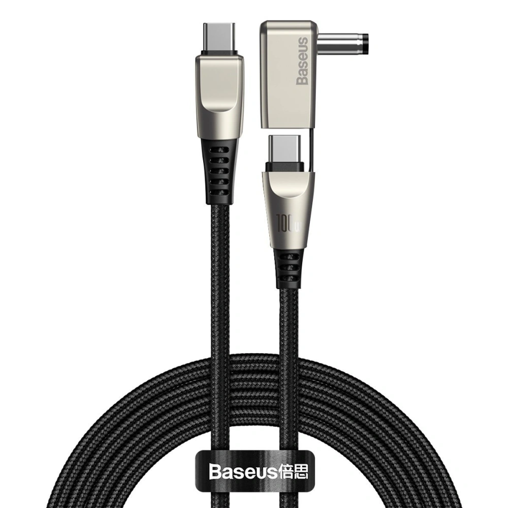 Hurtownia GSM - Kabel 2w1 Baseus Flash Series, USB-C do USB-C / wtyk zasilania DC 5.5x2.5mm, 100W, 2m (czarny) - BSU1964BLK - {ean13} - Hurt