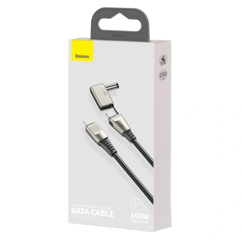 Kabel 2w1 Baseus Flash Series, USB-C do USB-C / wtyk zasilania DC 5.5x2.5mm, 100W, 2m (czarny)