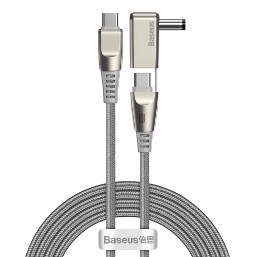 Kabel 2w1 Baseus Flash Series, USB-C do USB-C / wtyk zasilania DC 5.5x2.5mm, 100W, 2m (szary)