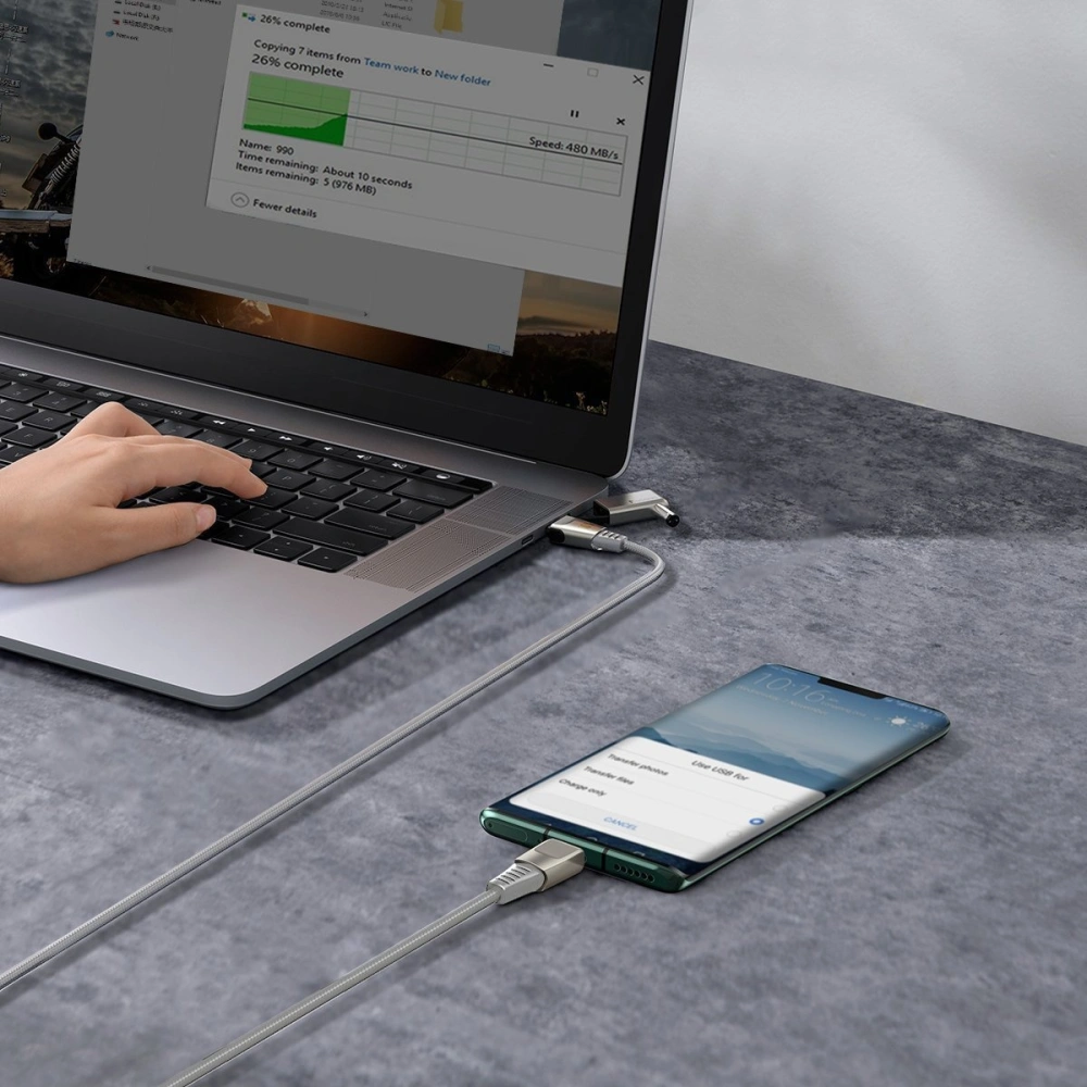 Hurtownia GSM - Kabel 2w1 Baseus Flash Series, USB-C do USB-C / wtyk zasilania DC 5.5x2.5mm, 100W, 2m (szary) - BSU1965GRY - {ean13} - Hurt
