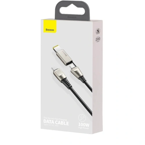 Kabel 2w1 Baseus Flash Series, USB-C do USB-C / wtyczka Lenovo, 100W, 2m (czarny)