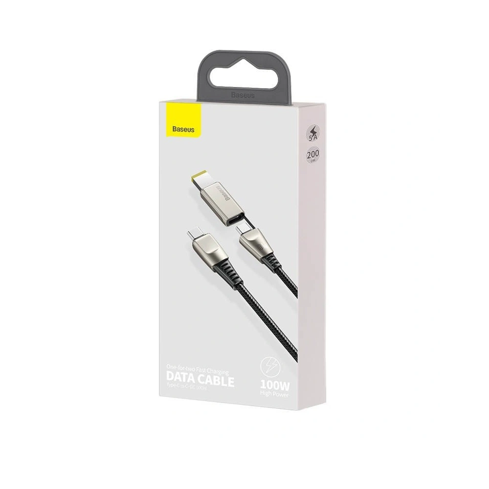 Hurtownia GSM - Kabel 2w1 Baseus Flash Series, USB-C do USB-C / wtyczka Lenovo, 100W, 2m (czarny) - BSU1966BLK - {ean13} - Hurt