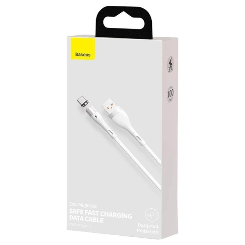 Kabel magnetyczny USB - USB-C Baseus Zinc 3A 1m (biały)