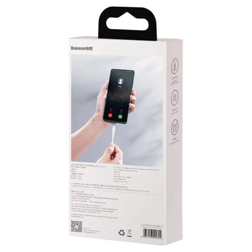 Kabel magnetyczny USB - USB-C Baseus Zinc 3A 1m (biały)