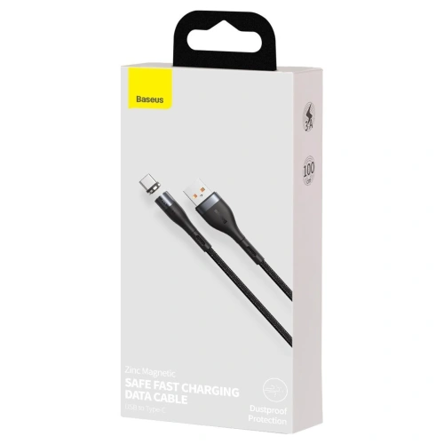 Kabel magnetyczny USB - USB-C Baseus Zinc 3A 1m (czarny)