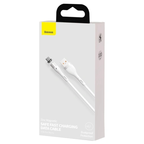 Kabel magnetyczny USB - Micro USB Baseus Zinc 2.1A 1m (biały)