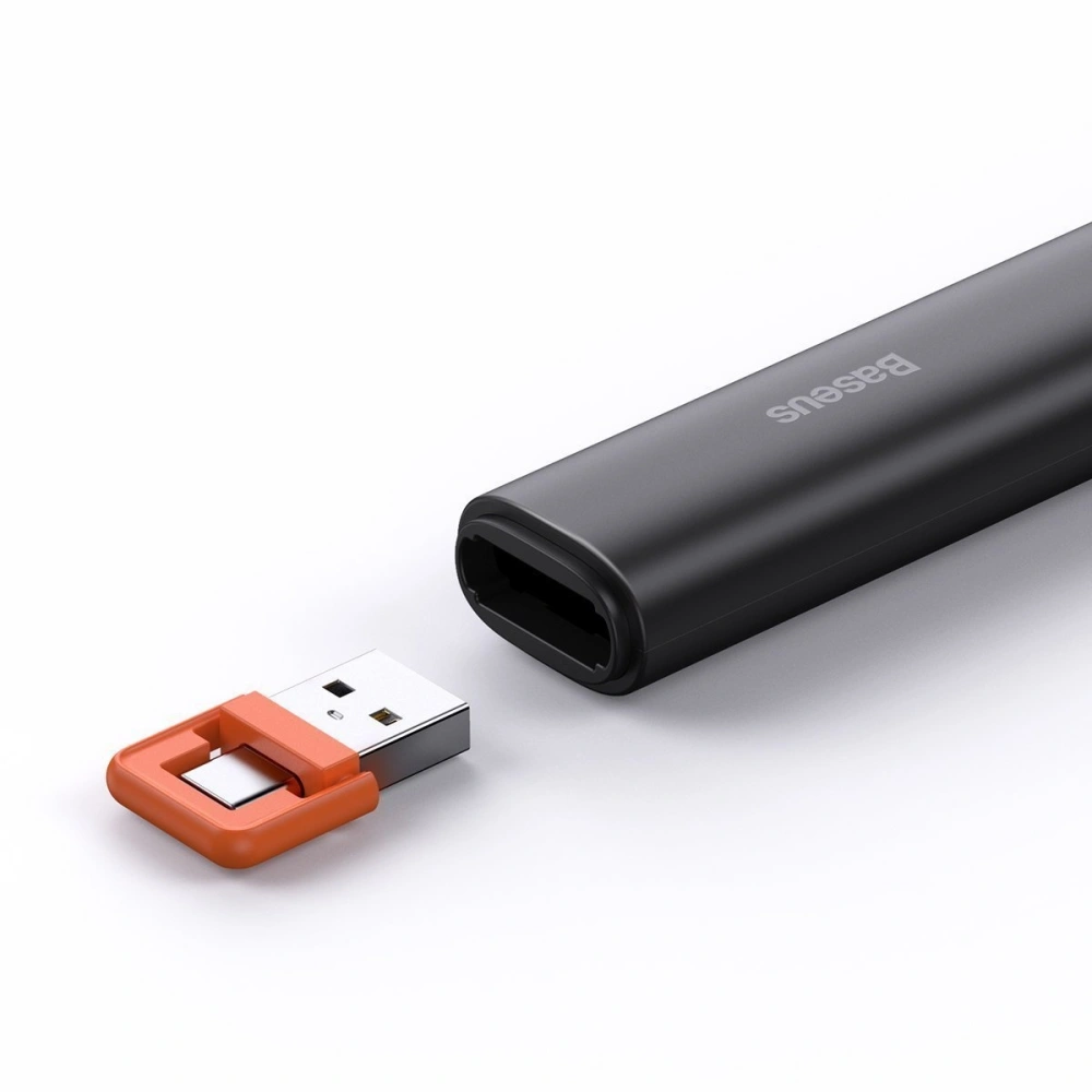 Wholesale Baseus Orange Dot PPT wireless Presenter (Youth) with battery Black - BSU1985BLK - {ean13} - Hurt