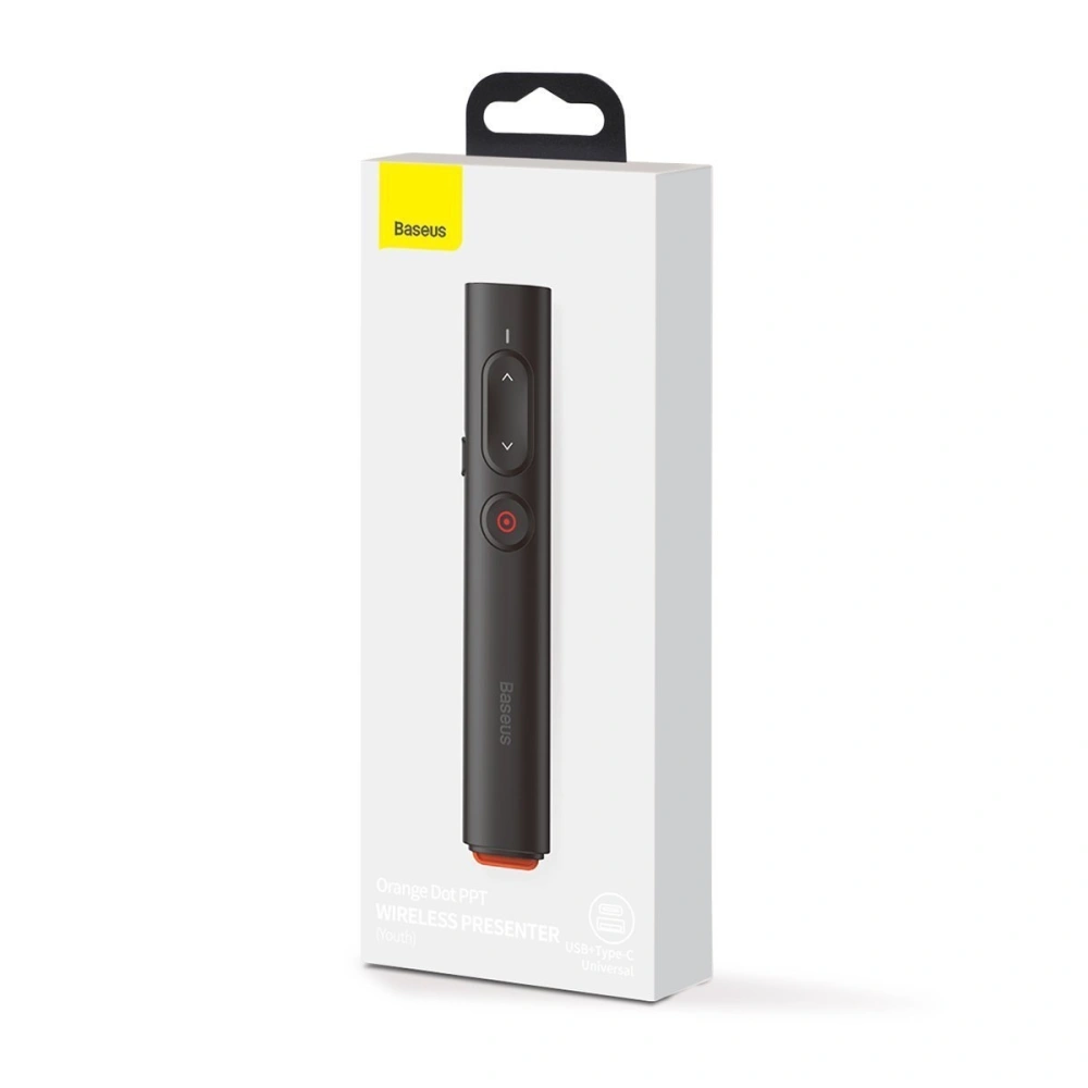 Hurtownia GSM - Wielofunkcyjny pilot Baseus Orange Dot do prezentacji, ze wskaźnikiem laserowym, z baterią (czarny) - BSU1985BLK - {ean13} - Hurt