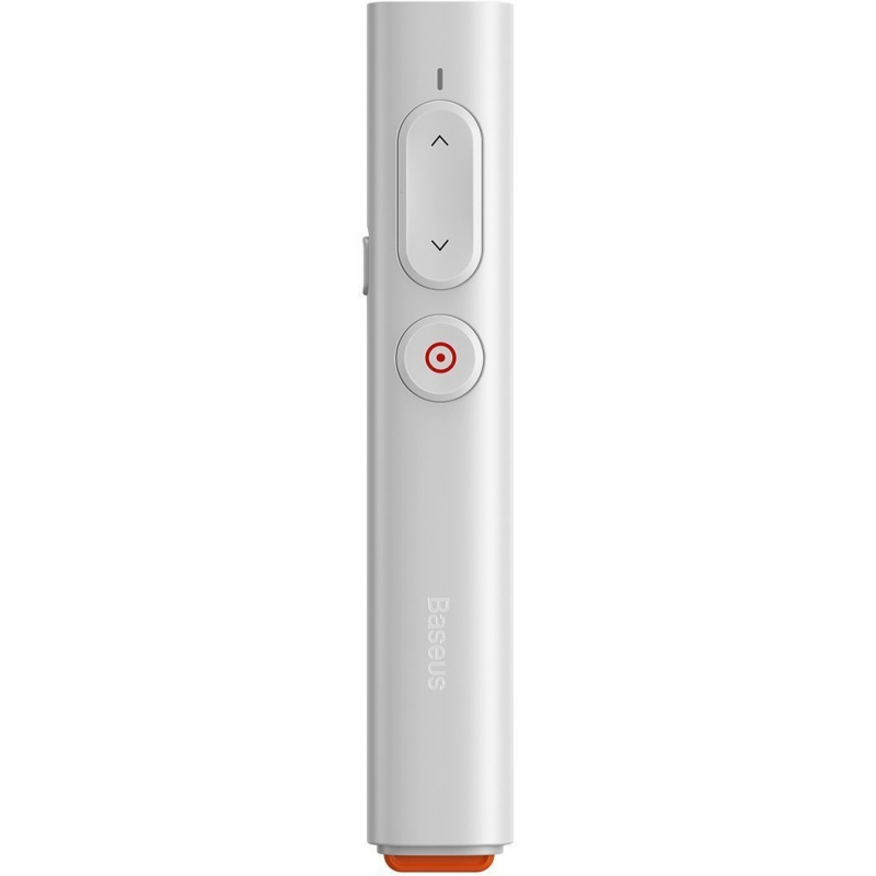 Baseus Distributor - 6953156231078 - BSU1986WHT - Baseus Orange Dot PPT wireless Presenter (Youth) with battery White - B2B homescreen