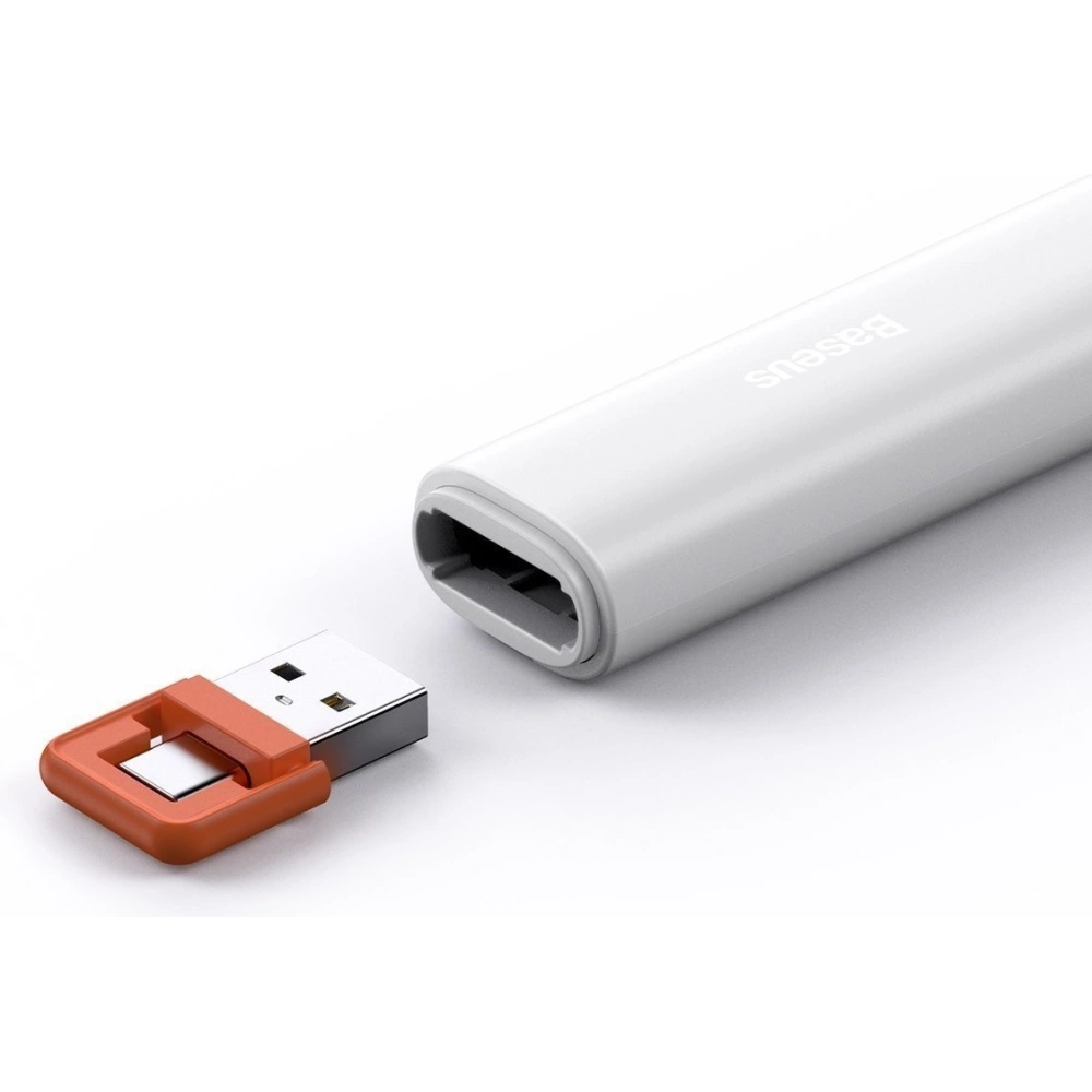 Wholesale Baseus Orange Dot PPT wireless Presenter (Youth) with battery White - BSU1986WHT - {ean13} - Hurt
