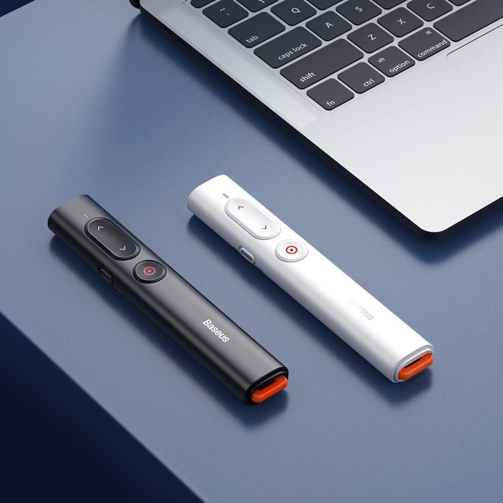 Wholesale Baseus Orange Dot PPT wireless Presenter (Youth) with battery White - BSU1986WHT - {ean13} - Hurt