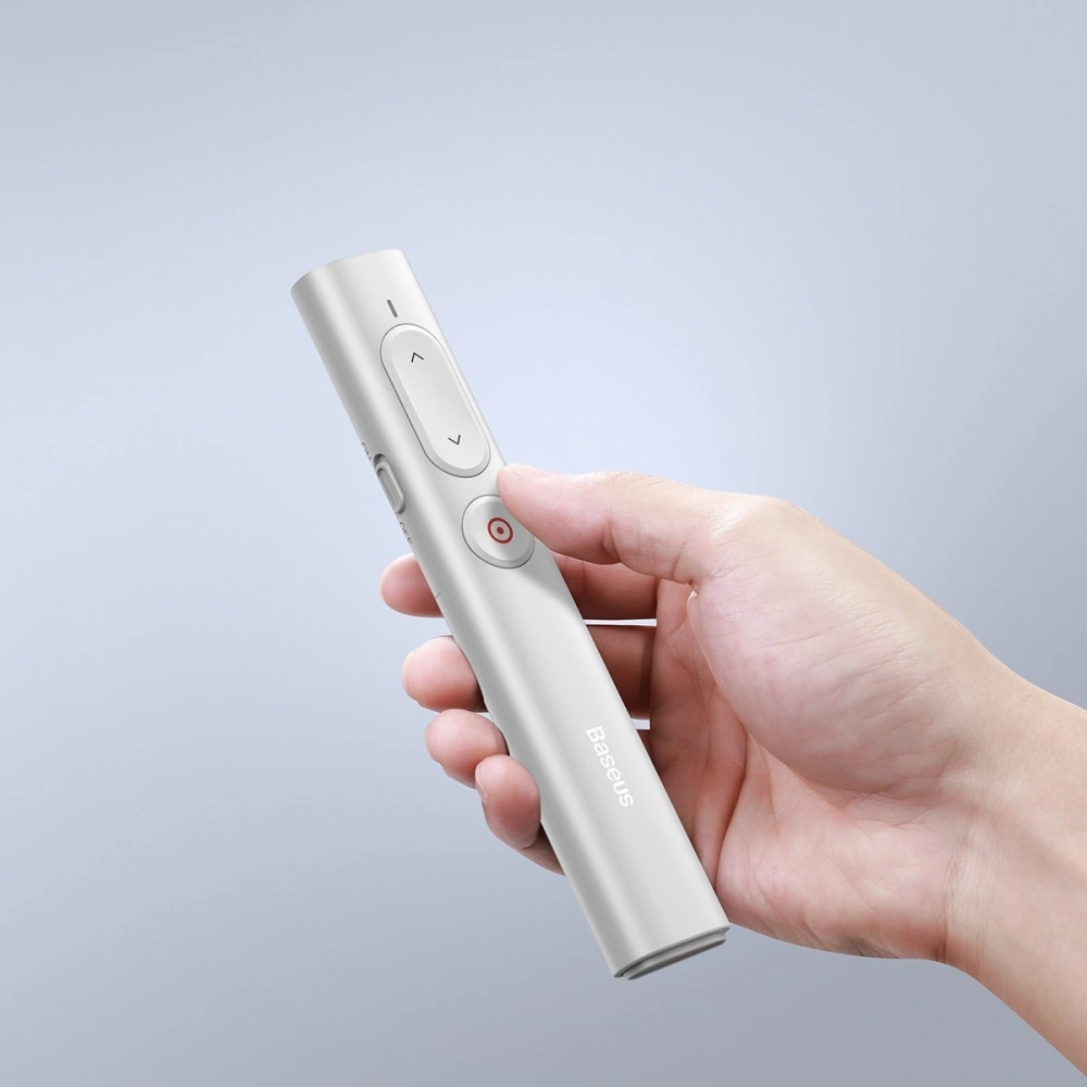 Wholesale Baseus Orange Dot PPT wireless Presenter (Youth) with battery White - BSU1986WHT - {ean13} - Hurt