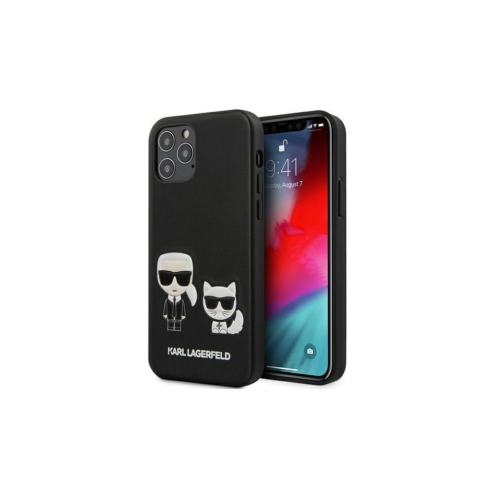Wholesale Karl Lagerfeld KLHCP12MPCUSKCBK Apple iPhone 12/12 Pro black hardcase Ikonik Karl & Choupette - KLD418BLK - {ean13} - Hurt