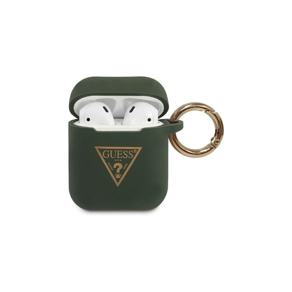 Wholesale Guess GUACA2LSTLKA Apple AirPods cover khaki Silicone Triangle Logo - GUE789KHA - {ean13} - Hurt