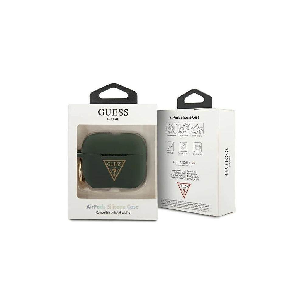 Hurtownia GSM - Etui Guess GUACAPLSTLKA Apple AirPods Pro Hülle khaki Silikon Dreieckslogo - GUE791KHA - {ean13} - Hurt
