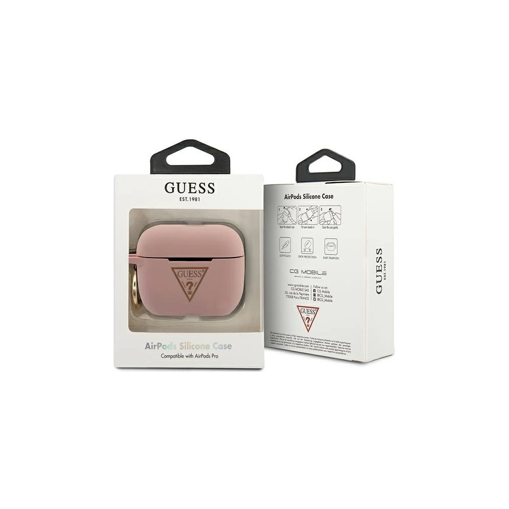 Wholesale Guess GUACAPLSTLPI Apple AirPods Pro cover pink Silicone Triangle Logo - GUE792PNK - {ean13} - Hurt