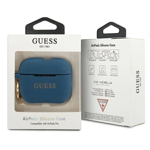 Etui Guess GUACAPSILGLBL Apple AirPods Pro cover niebieski/blue Silicone Glitter