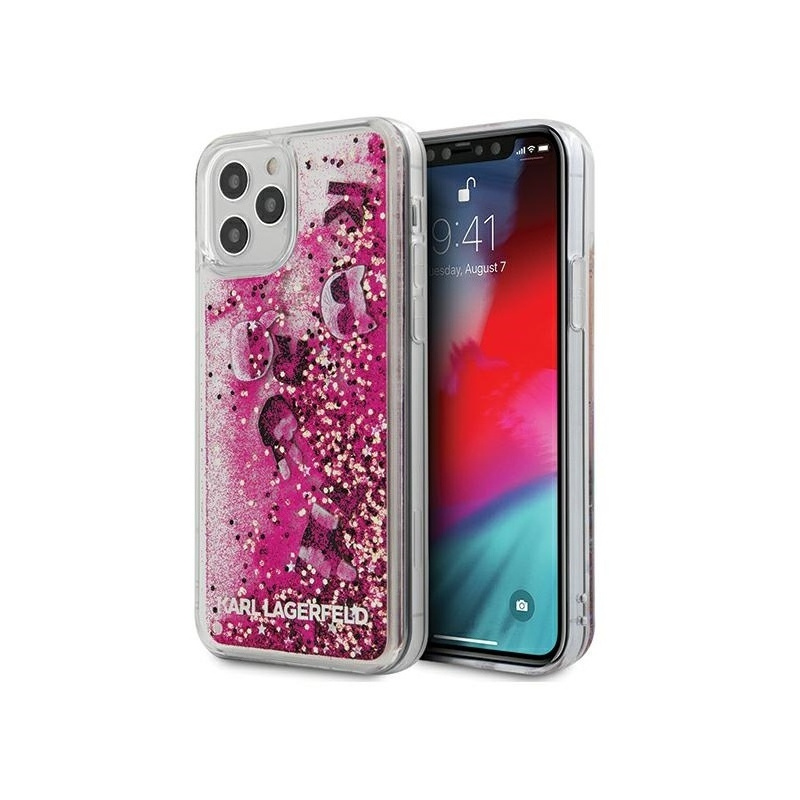Karl Lagerfeld Distributor - 3700740489161 - KLD425PNK - Karl Lagerfeld KLHCP12MROPI Apple iPhone 12/12 Pro pink hardcase Glitter Charms - B2B homescreen