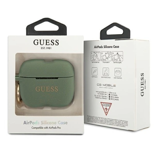 Etui Guess GUACAPSILGLKA Apple AirPods Pro cover khaki Silicone Glitter