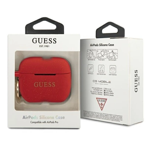 Etui Guess GUACAPSILGLRE Apple AirPods Pro cover czerwony/red Silicone Glitter