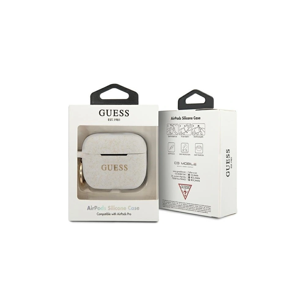 Hurtownia GSM - Etui Guess GUACAPSILGLWH Apple AirPods Pro cover biały/white Silicone Glitter - GUE797WHT - {ean13} - Hurt