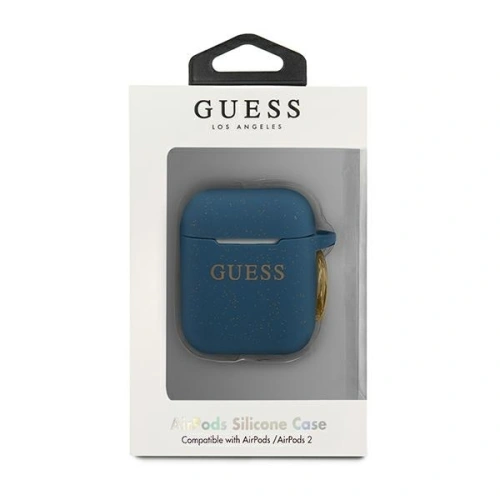 Etui Guess GUACCSILGLBL Apple AirPods cover niebieski/blue Silicone Glitter