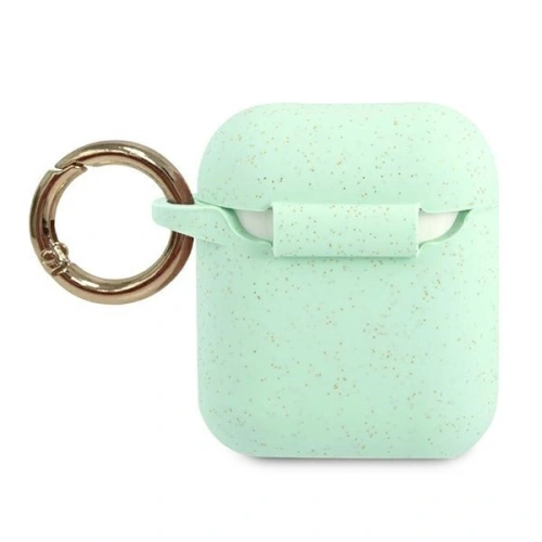 Etui Guess GUACCSILGLGN Apple AirPods cover zielony/green Silicone Glitter