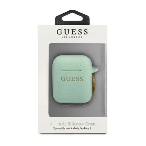 Etui Guess GUACCSILGLGN Apple AirPods cover zielony/green Silicone Glitter