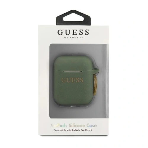 Etui Guess GUACCSILGLKA Apple AirPods cover khaki Silicone Glitter