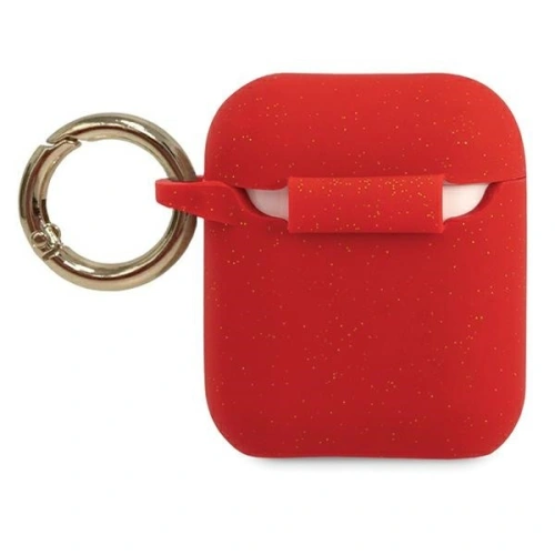 Etui Guess GUACCSILGLRE Apple AirPods cover czerwony/red Silicone Glitter