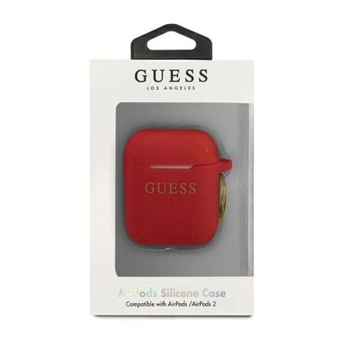 Etui Guess GUACCSILGLRE Apple AirPods cover czerwony/red Silicone Glitter